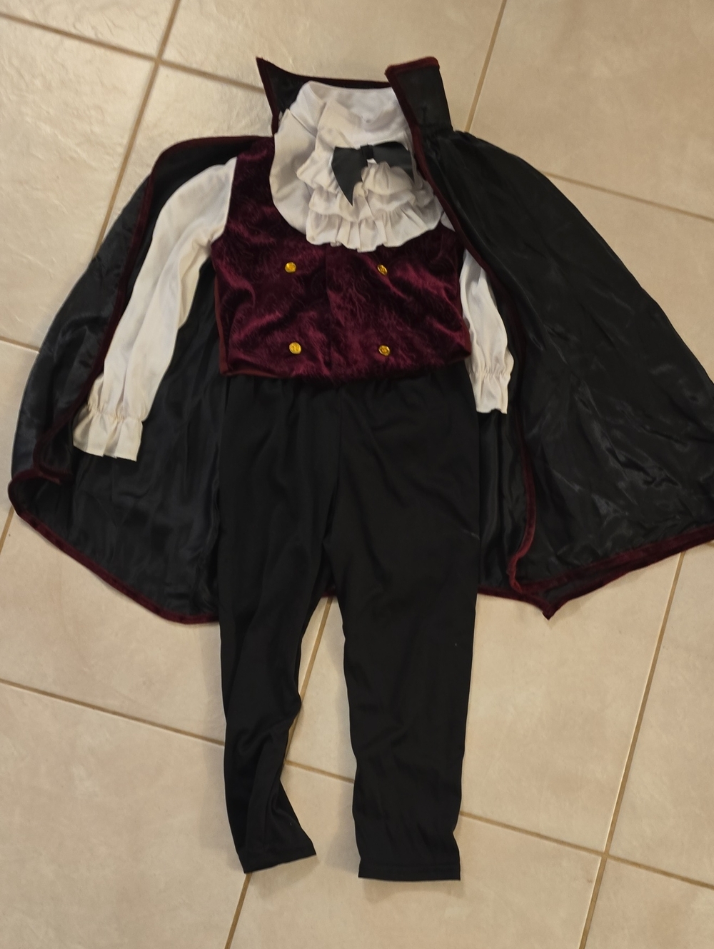 Spirit Burgundy and Black Vampire Costume with White Shirt & Bow